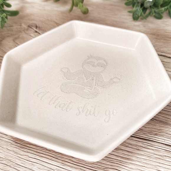 Laser Engraved Trinket Tray - Let That Shit Go - Picture 6 of 10